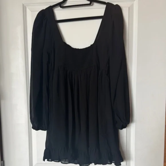 Abercrombie & Fitch Long Sleeve Ruched Babydoll Mini Dress - SIZE MEDIUM - Picture 7 of 7